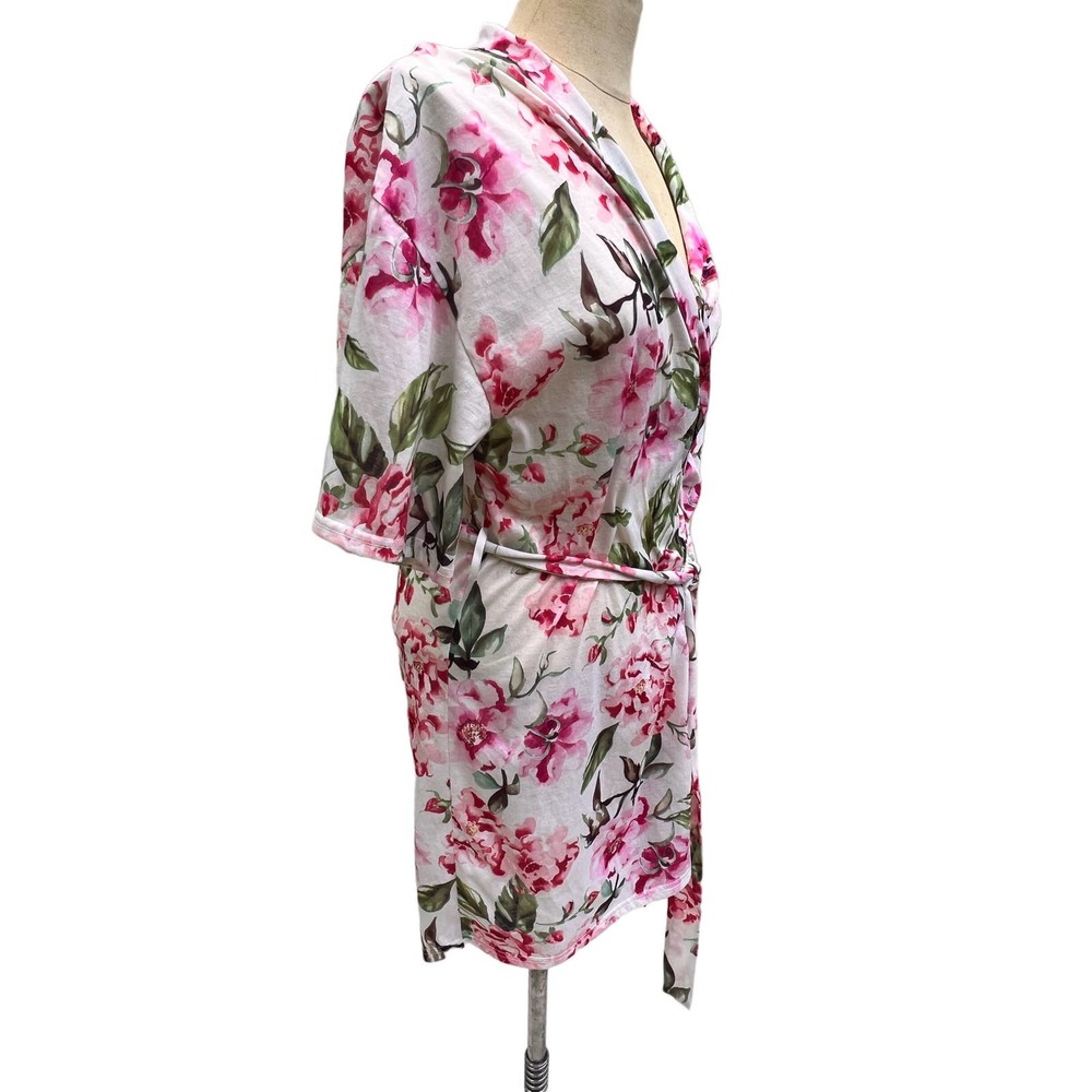 Show Me Your Mumu Brie Robe Floral Kimono Pink White OS Boho Bridal Lounge - Picture 7 of 13
